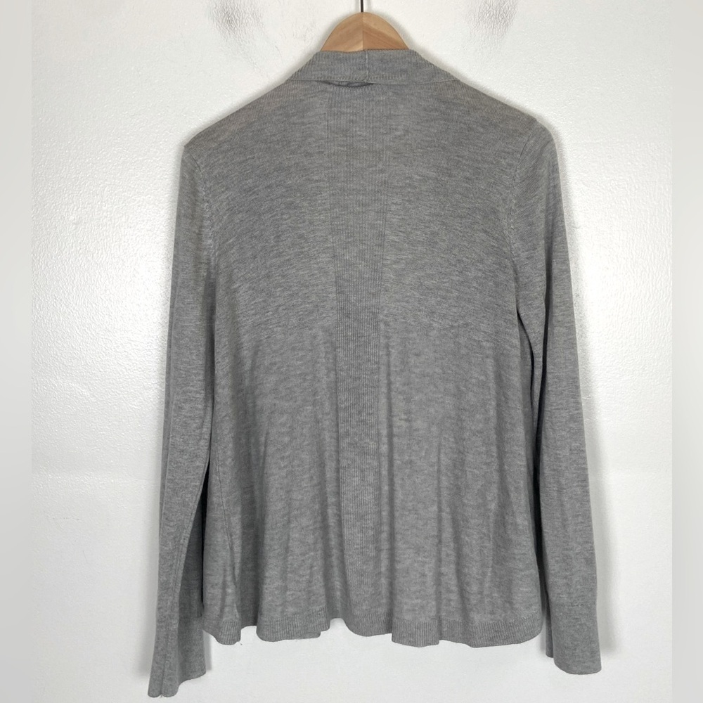 Liz Claiborne Career Open Front Cardigan Size L Color Gray Soft Knit Long Sleeve - Picture 2 of 8